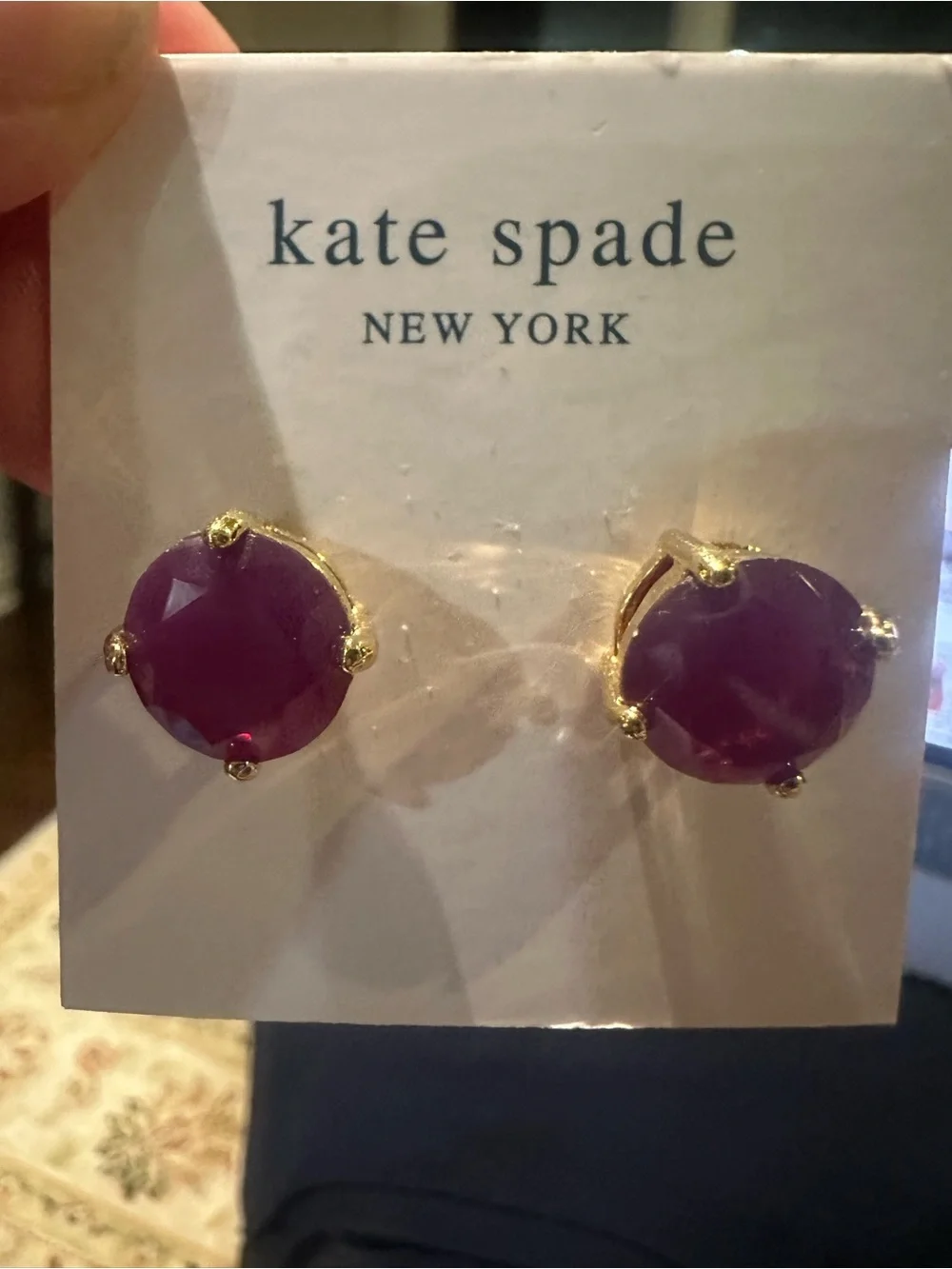 kate spade Purple Faceted Round Gold-Tone Gumdrop Stud Earrings